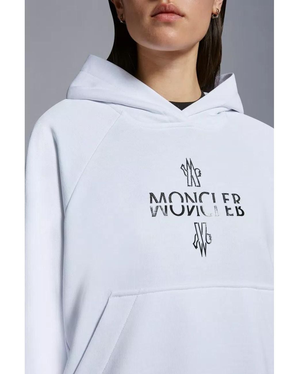 Moncler White Appliqué-Logo Cotton Hoodie