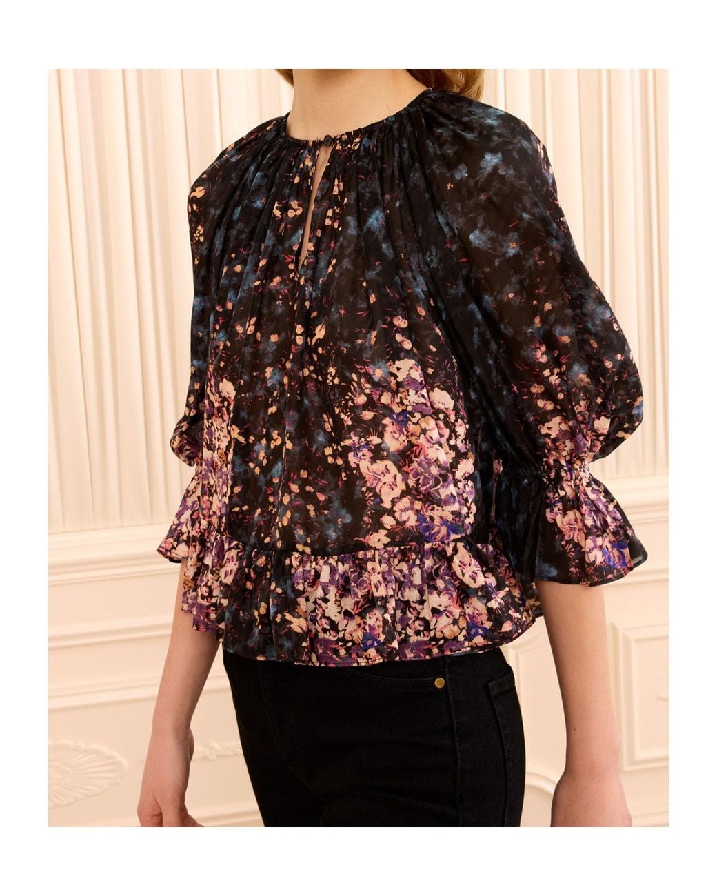 Ulla Johnson Black Floral Top
