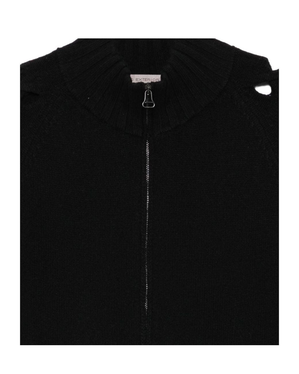 D.exterior Black Cutout Sleeve Zip Cardigan