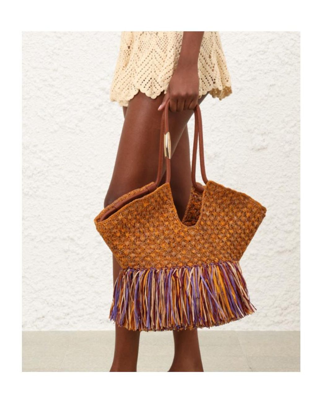 Zimmermann Brown Goldentime Medium Fringe Tote