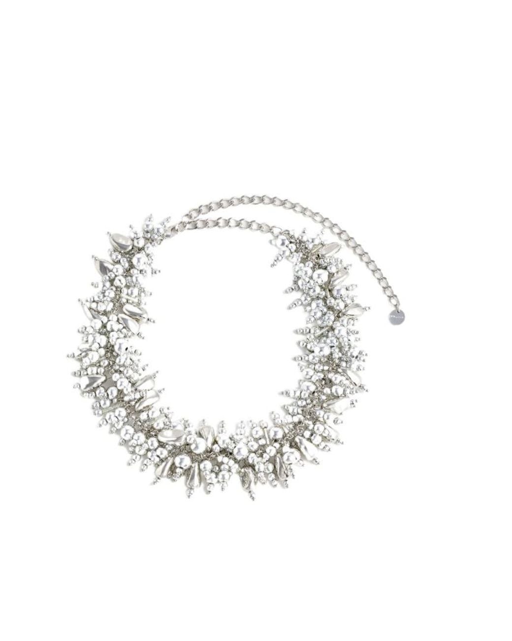 Self-Portrait White Beaded-Embellished Necklace