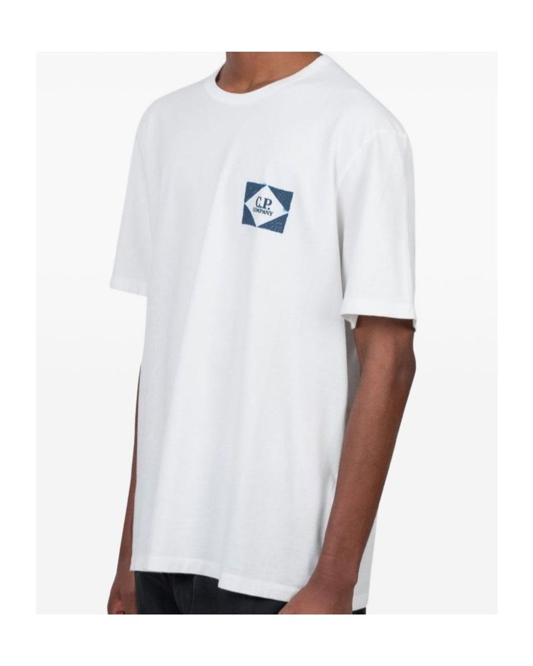 C P Company White Graphic Back-Print T-Shirt for men