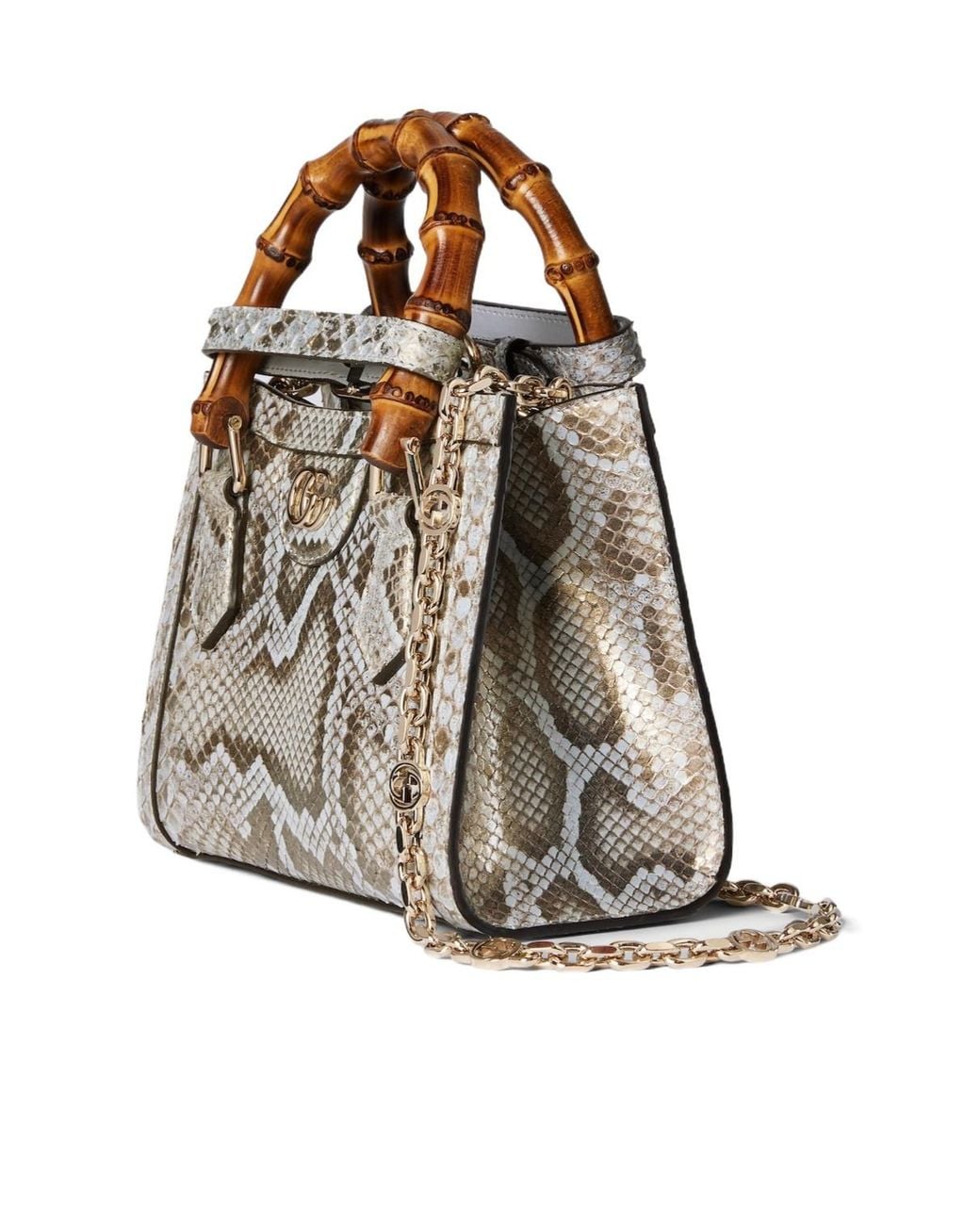 Gucci Metallic Diana Mini Python Tote Bag