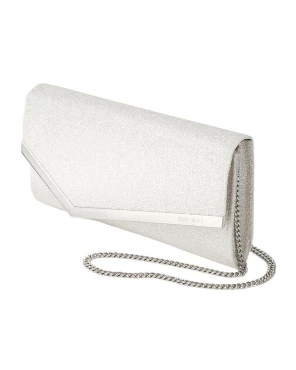 Jimmy Choo White Emmie Chain Clutch Bag