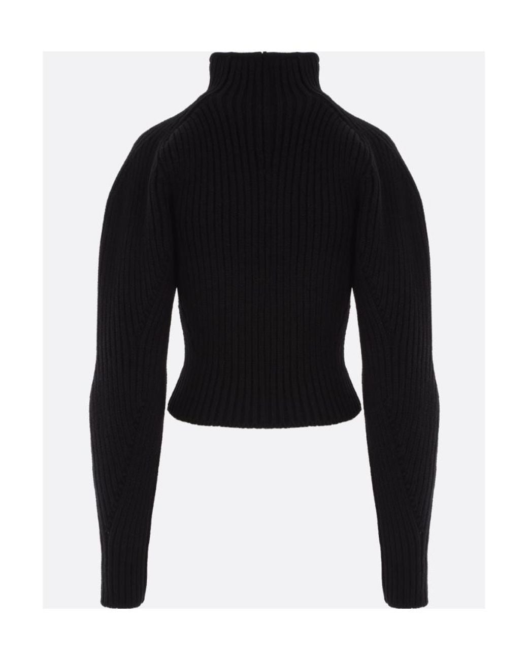Alaïa Black Alaïa High Neck Drop Shoulder Jumper