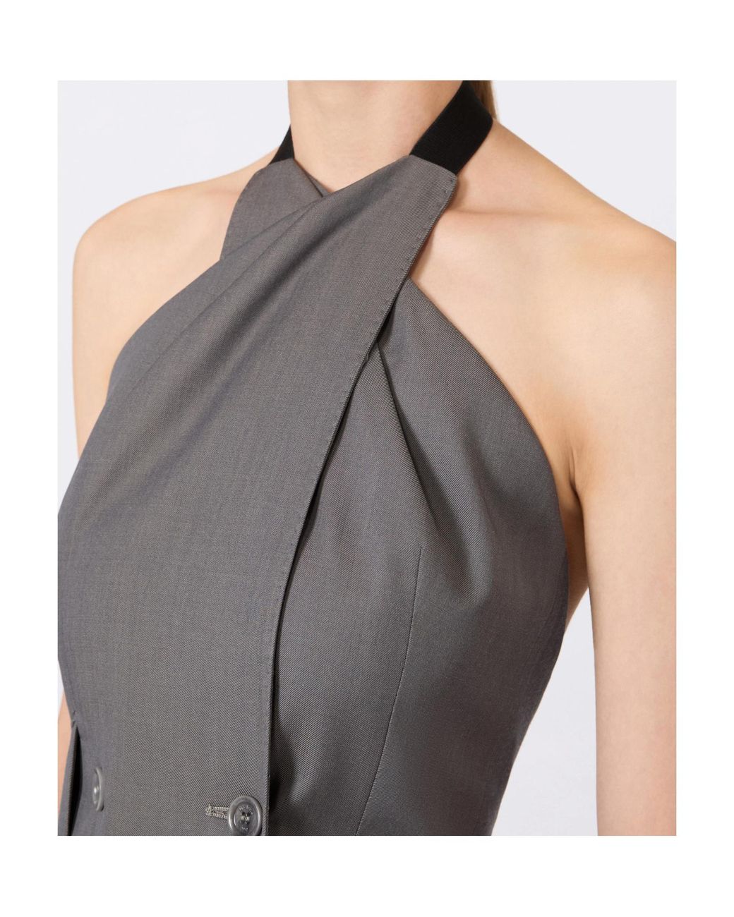 Max Mara Gray Cali Halterneck Sleeveless Blazer