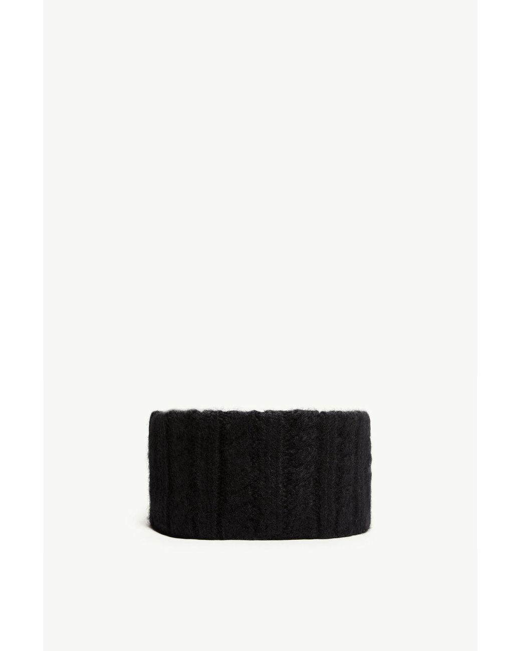 Moncler Black Cable Knitted Logo Headband