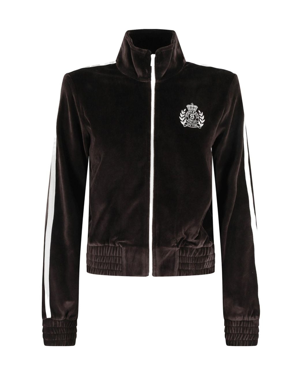 Sporty & Rich Black Striped Zip-Up Track Jacket