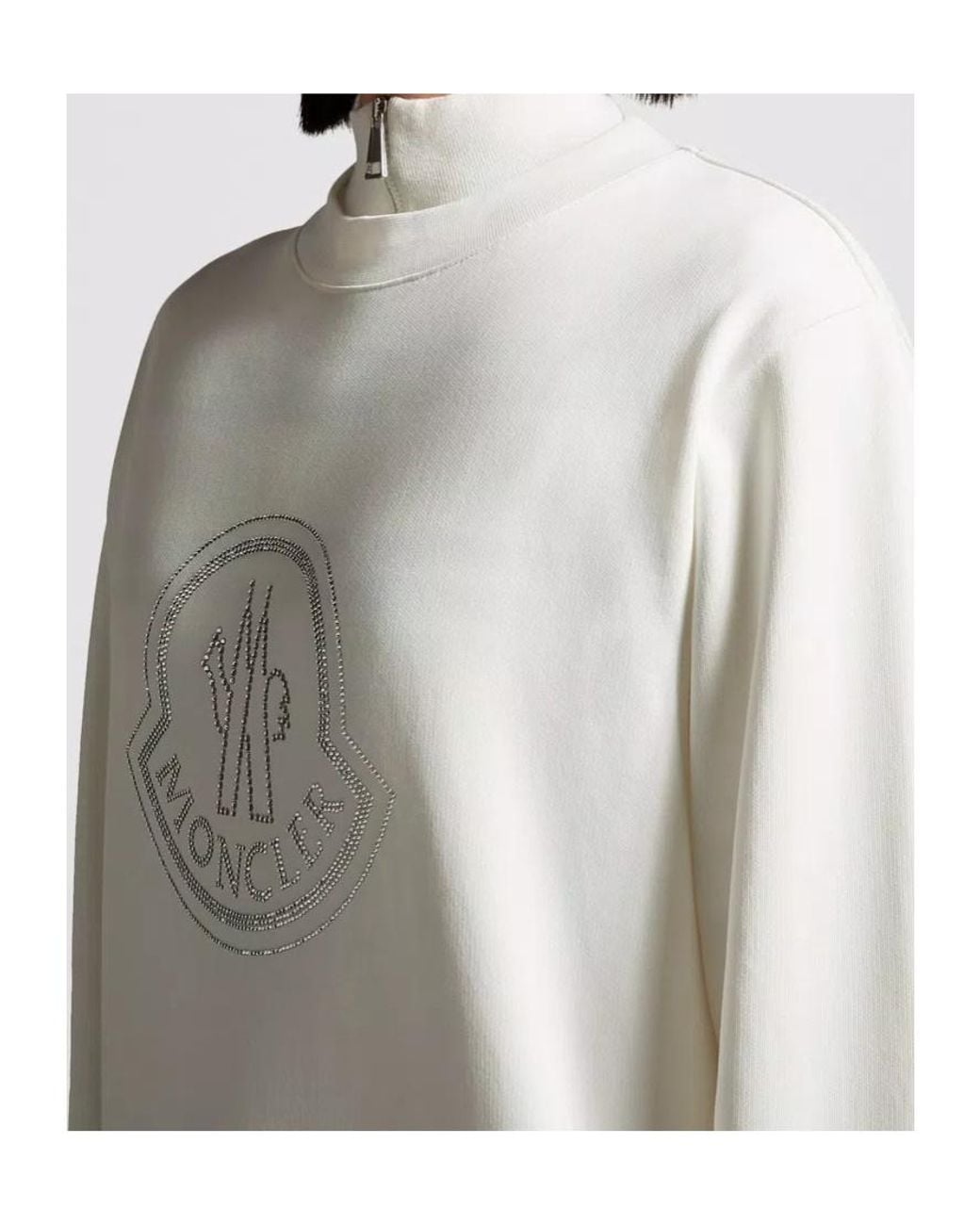 Moncler White Embellished Logo Crewneck Sweatshirt