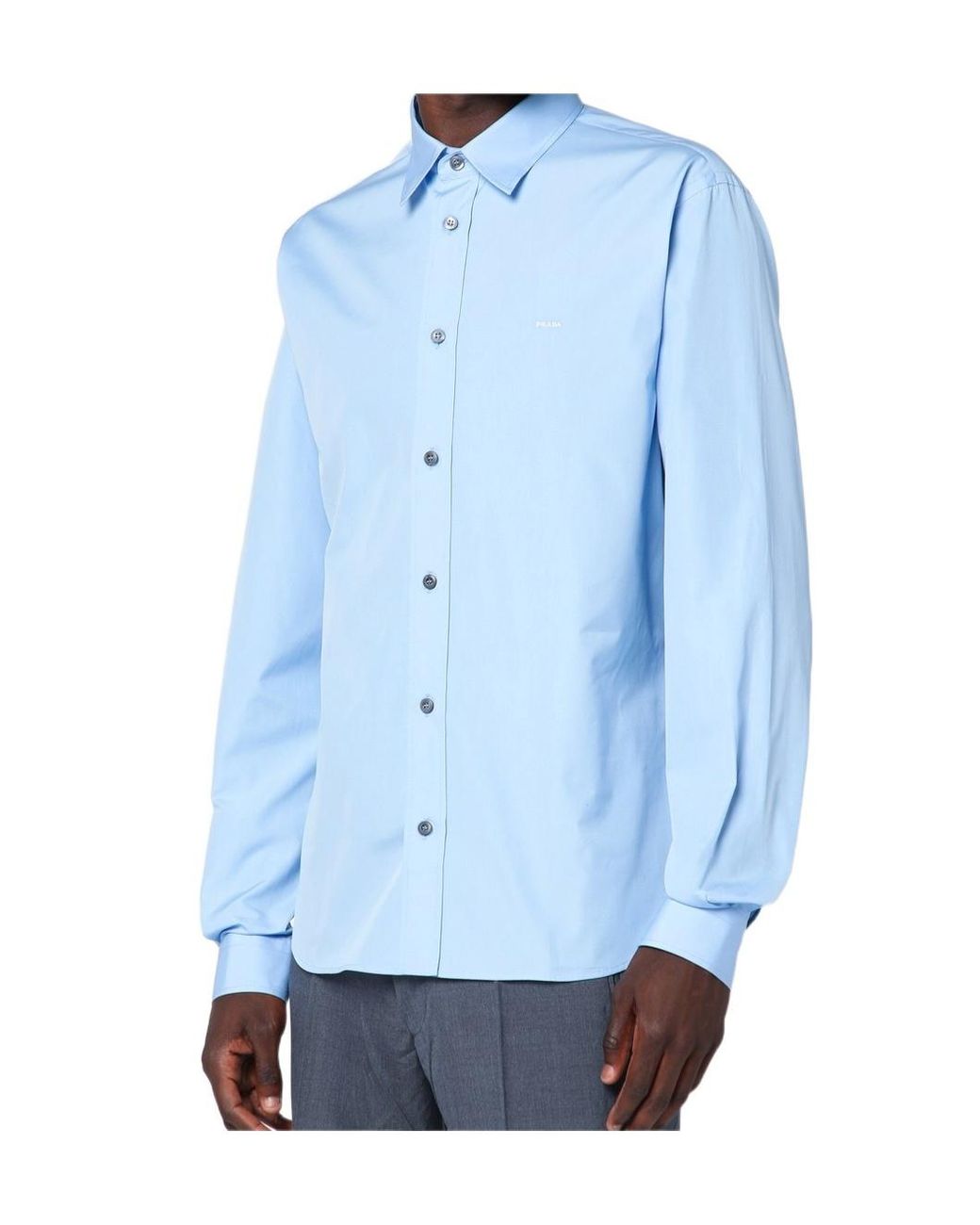 Prada Blue Long Sleeved Buttoned Shirt for men