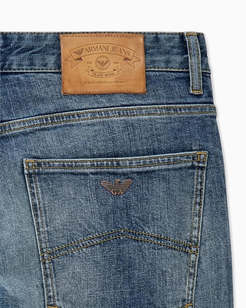 Emporio Armani Blue Faded-Wahs Jeans for men
