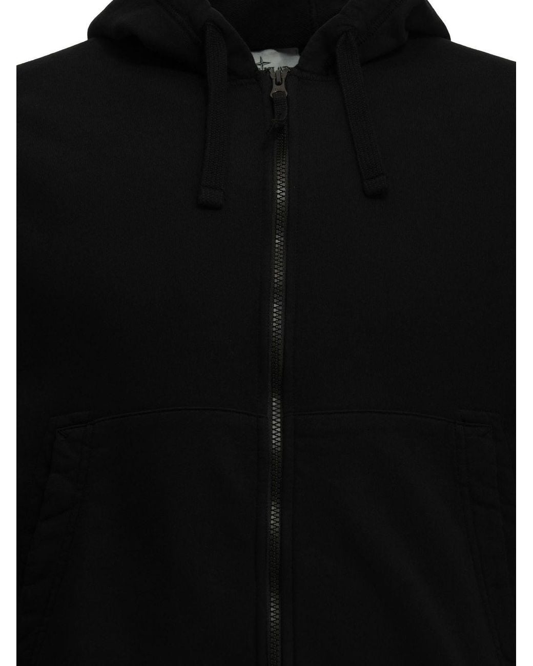 Stone Island Black Logo Zip Up Sweatshirt for men