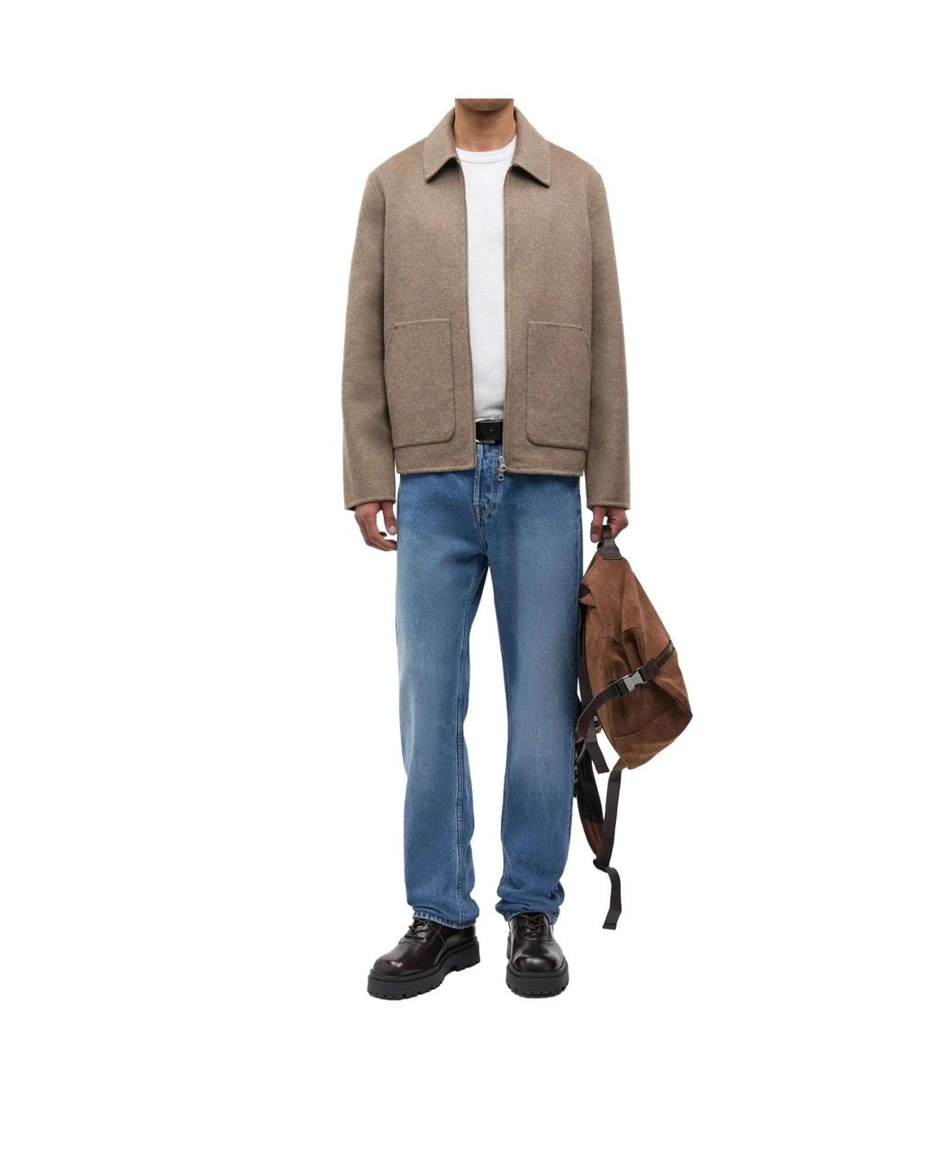 Samsøe & Samsøe Brown Point Collar Zip Jacket for men