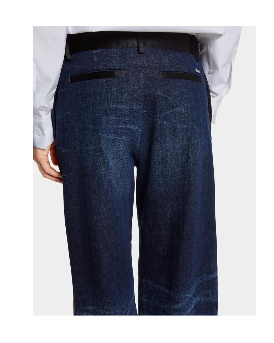 DSquared² Blue Distressed Wide-Leg Jeans