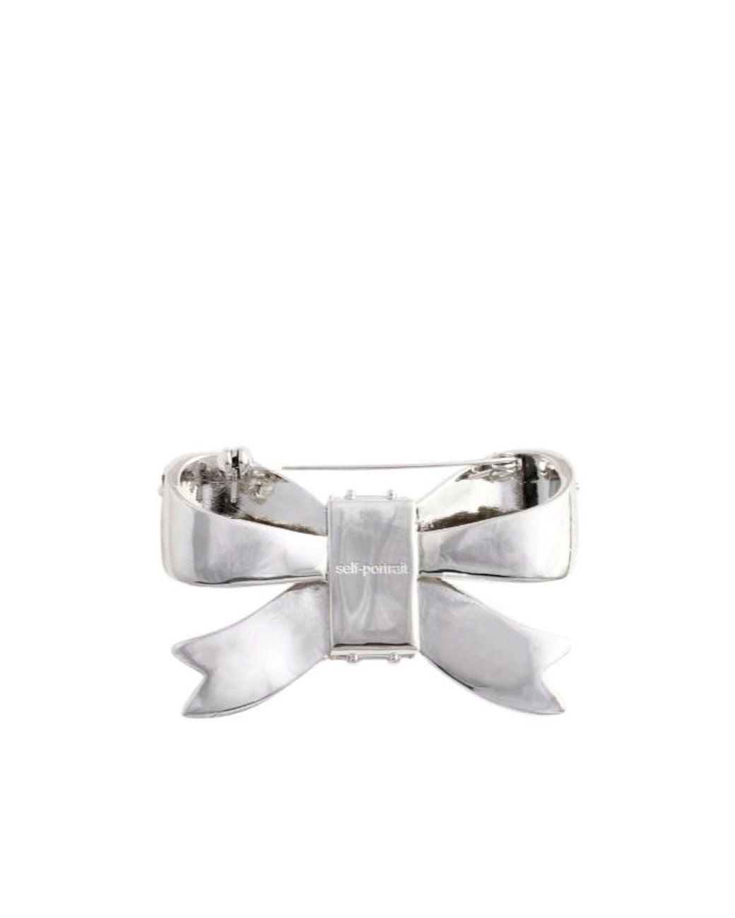 Self-Portrait White Bow Embellished Brooch