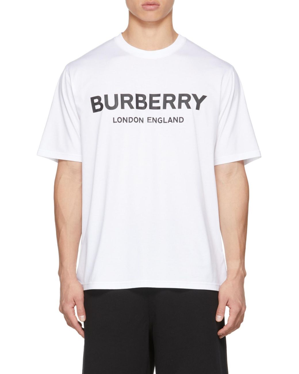 Burberry White Logo Print Crewneck T-Shirt for men