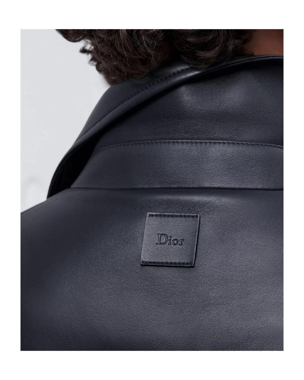 Dior Blue Long-Sleeve Leather Jacket for men