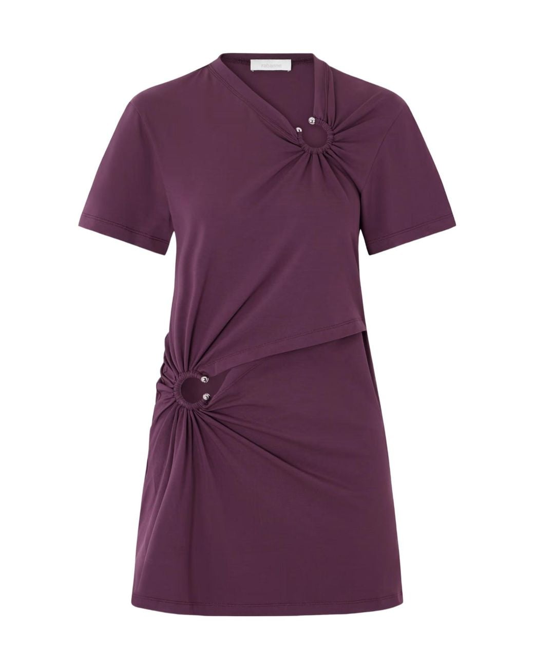 Rabanne Purple Rabanne Cutout Ruched Mini Dress