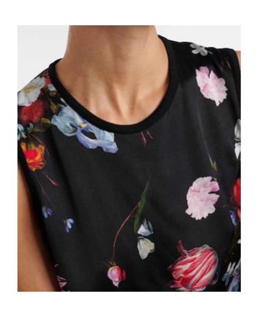 Erdem Black Floral Printed Wool Top