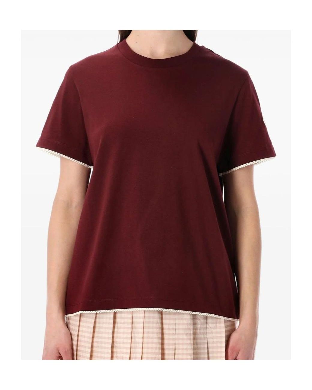 Moncler Red Logo Patch Crewneck T-Shirt