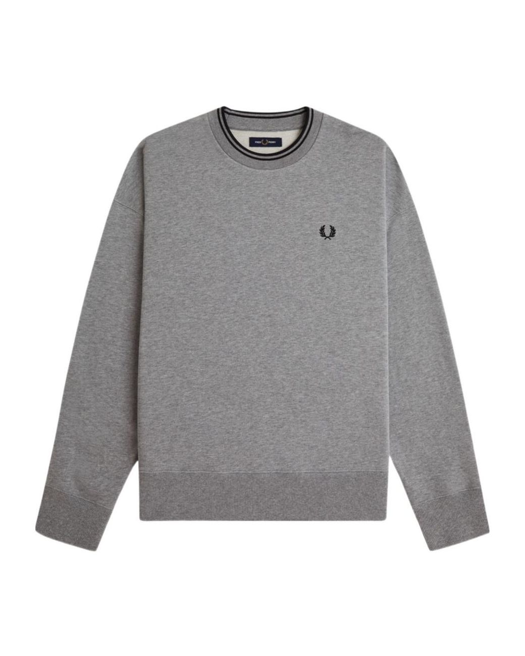 Fred Perry Gray Oversized Tipped Sweatshirt for men