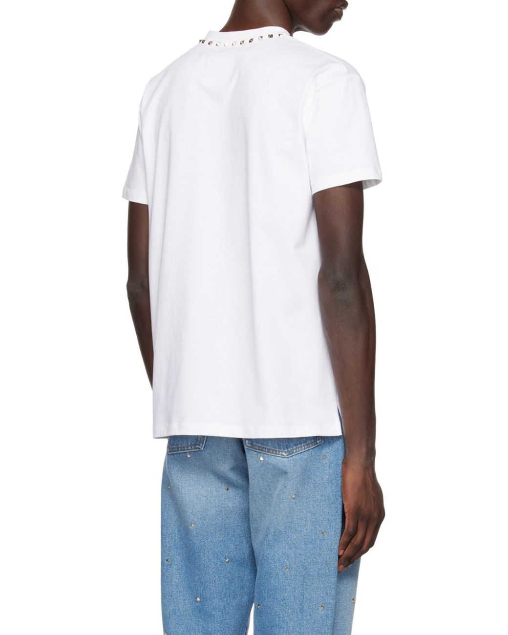 Valentino White Untitled Stud Crewneck T-Shirt for men