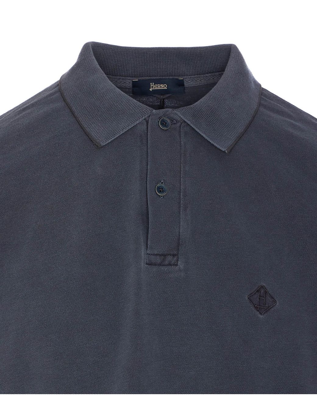 Herno Blue Logo Embroidered Short Sleeved Polo Shirt for men