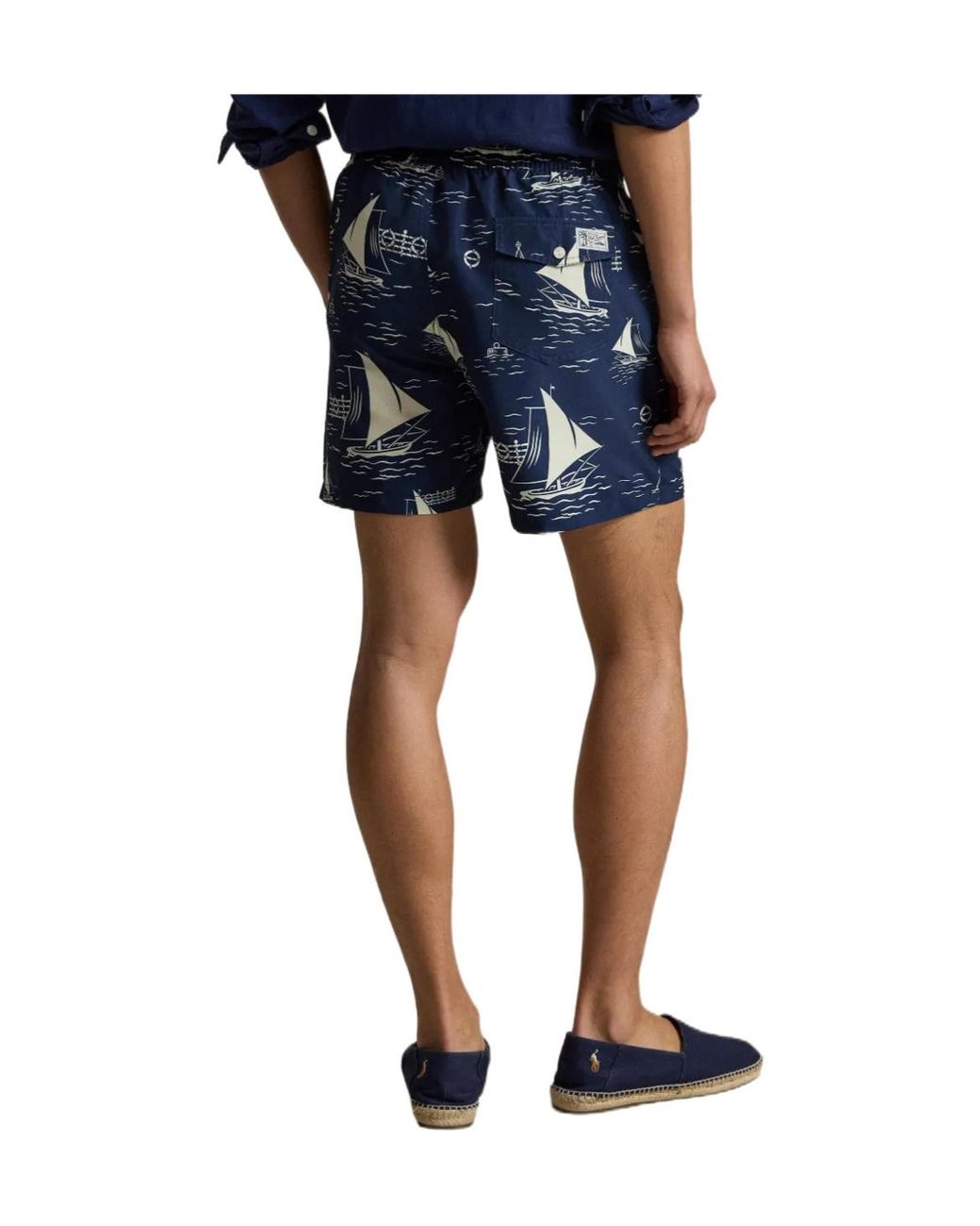 Polo Ralph Lauren Blue Sailboat-Print Swim Trunks for men