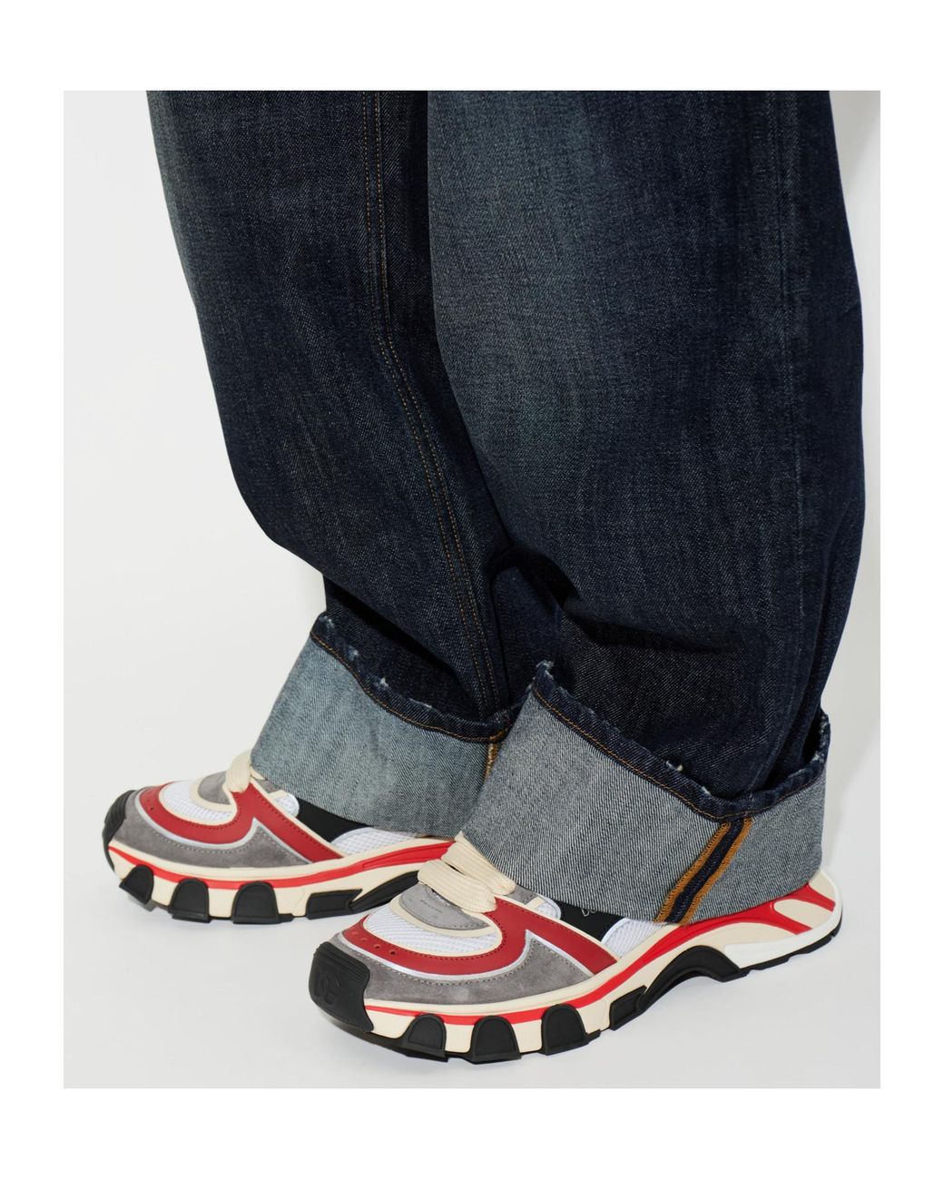 Dolce & Gabbana Red Country Road Panelled Low-Top Sneakers for men