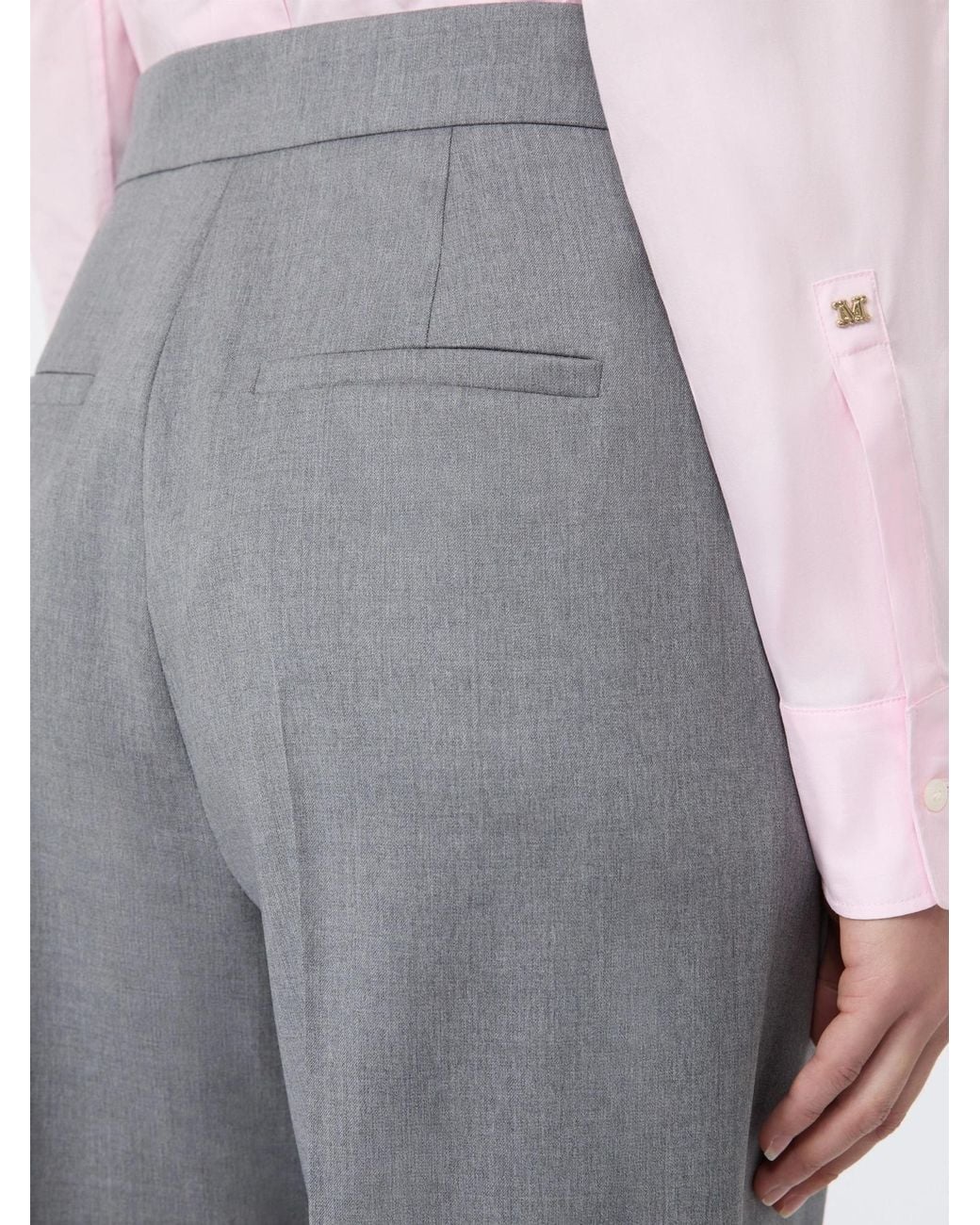 Max Mara Gray Zimino Double Pleated Pants