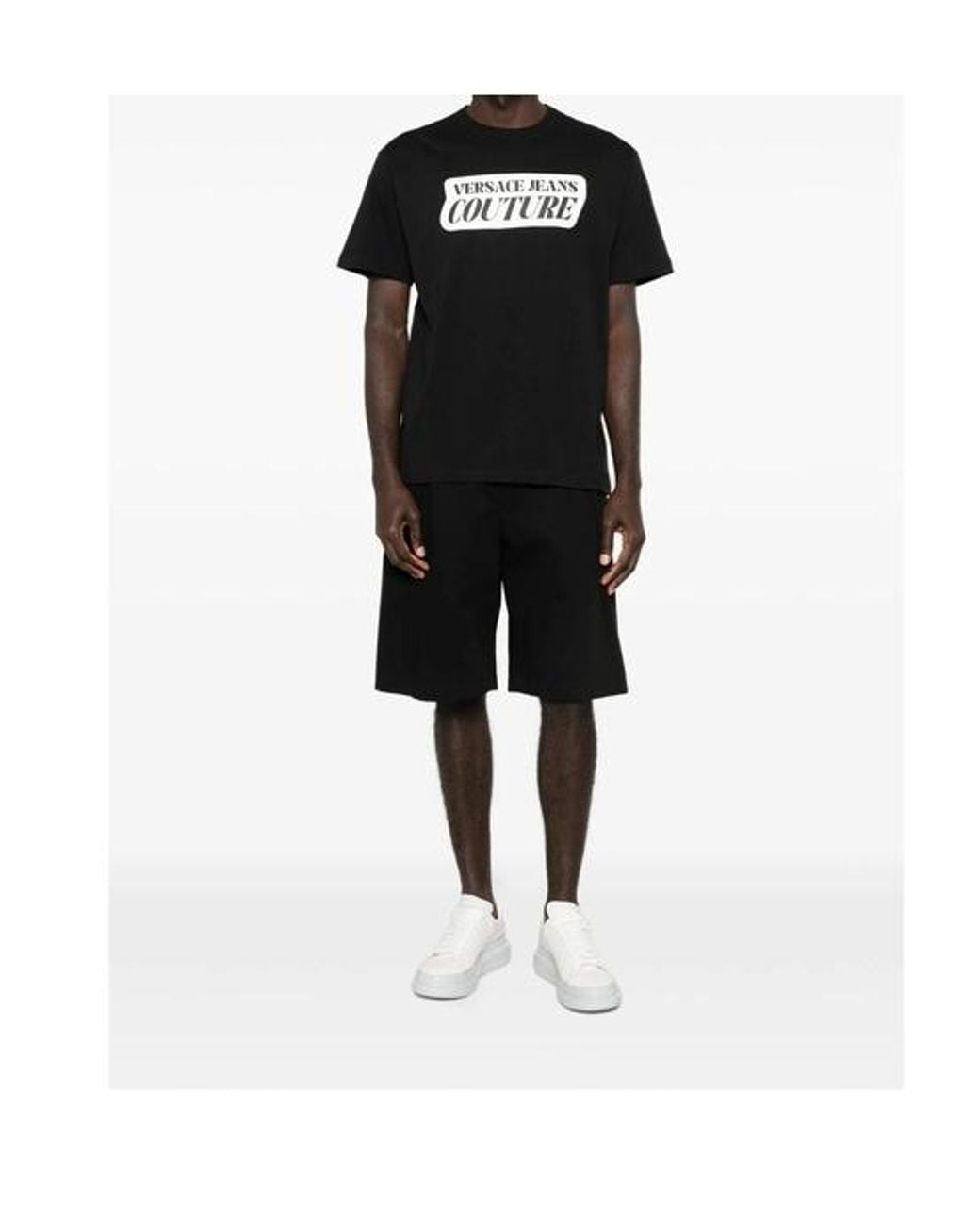 Versace Black Jeans Couture Logo Printed Crewneck T-Shirt for men