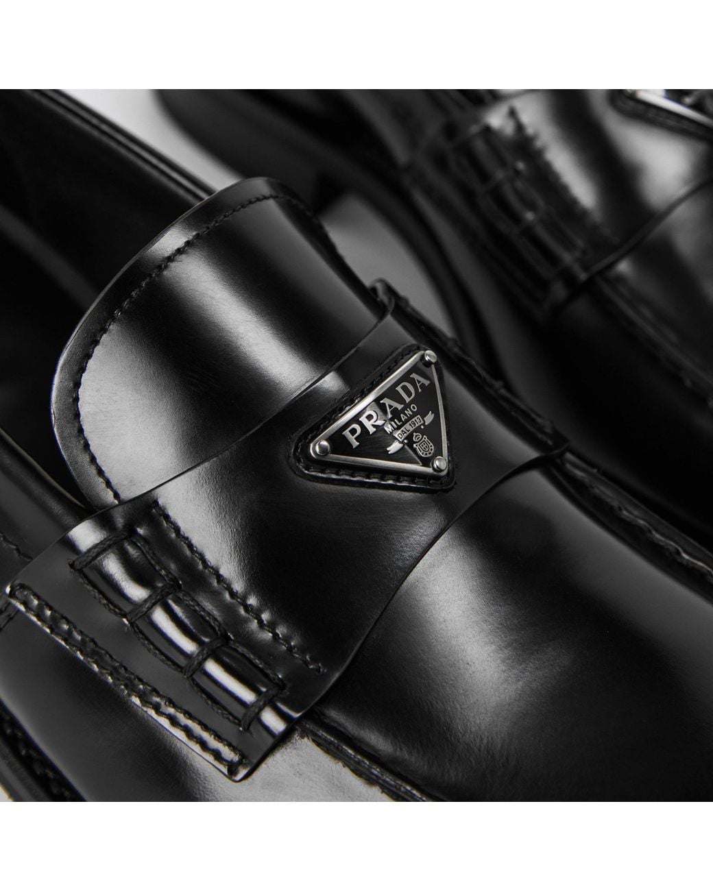 Prada Black Glossy Calfskin Loafers for men