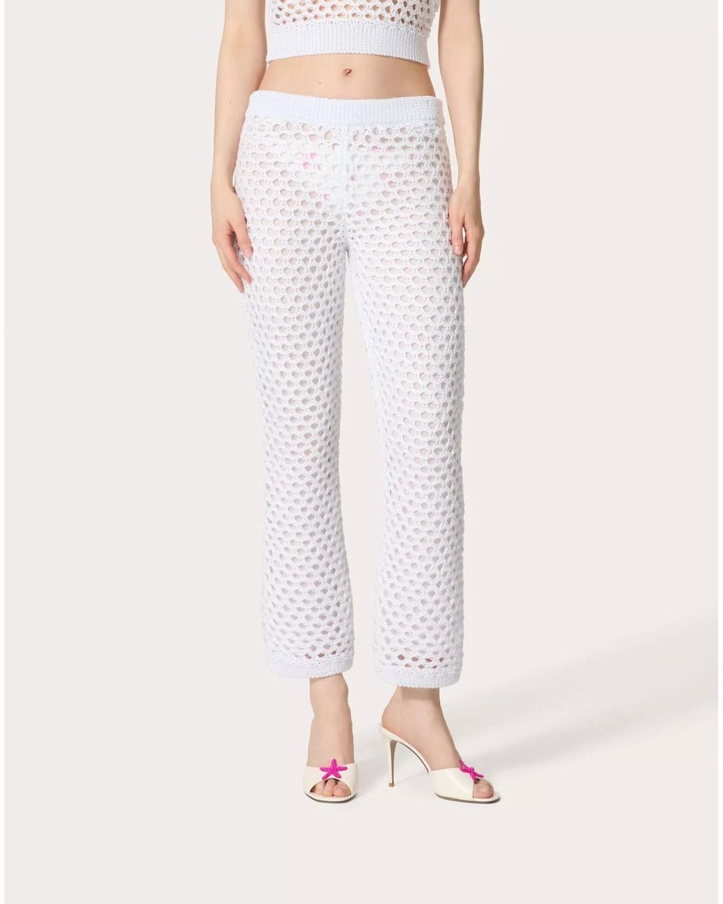 Valentino White Flared Knitted Pants