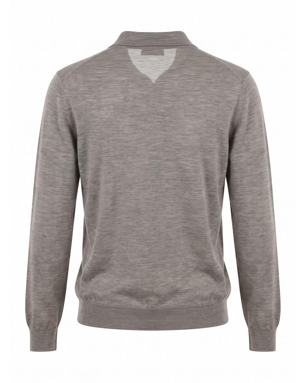 Brunello Cucinelli Gray Collared Long-Sleeved Knit Sweater for men