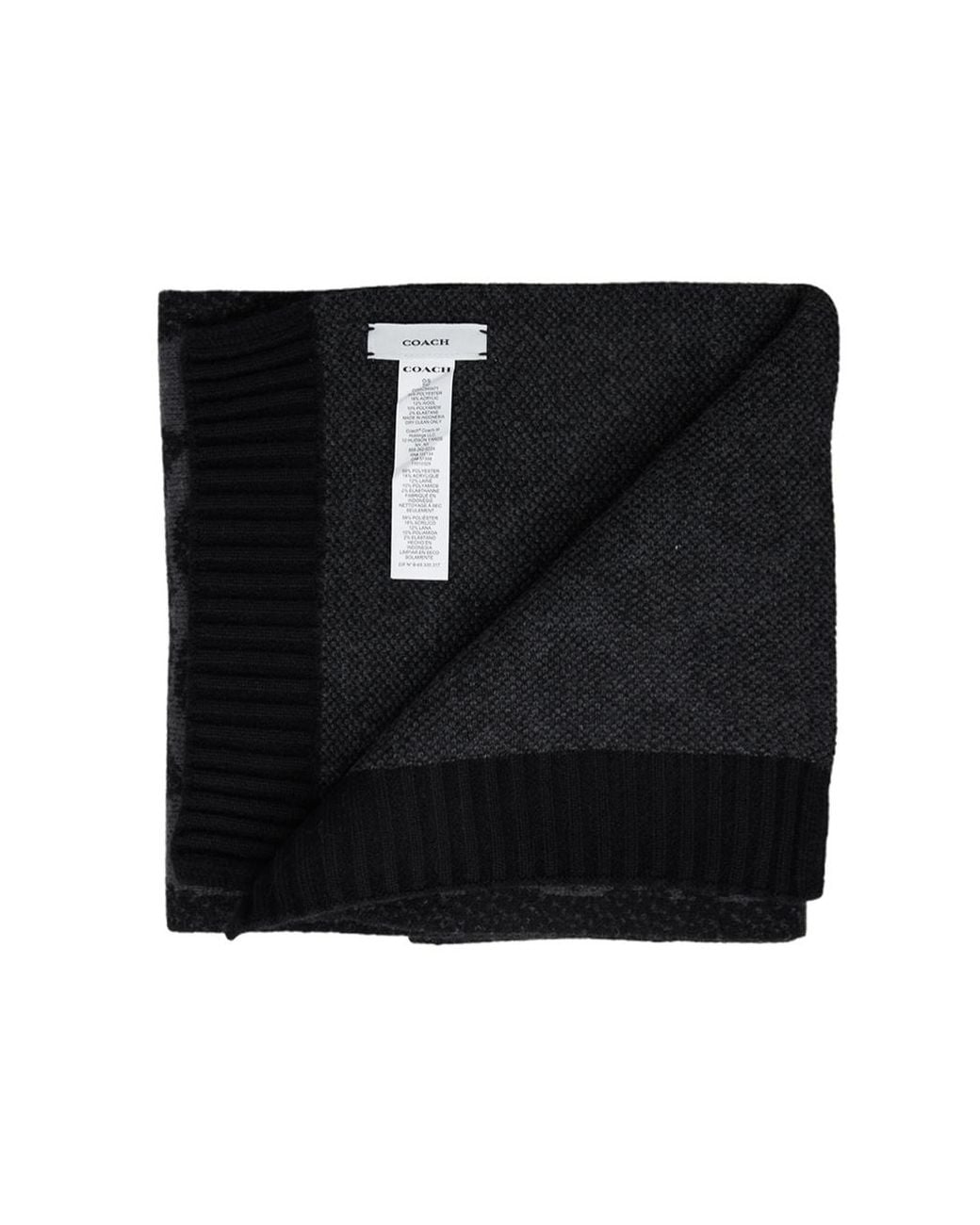 COACH Black Ribbed Scarf for men