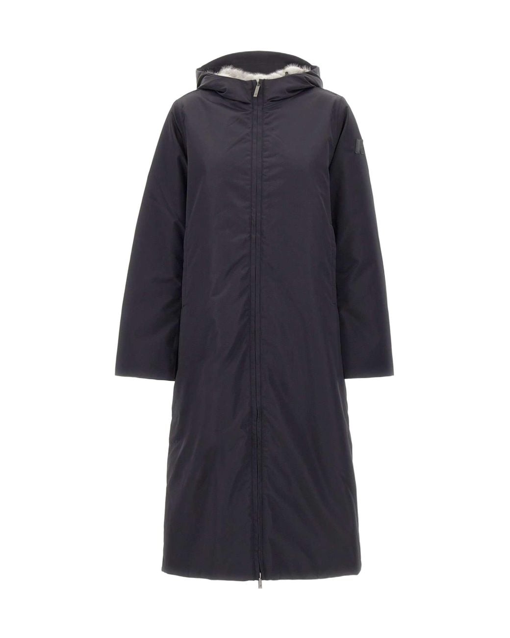 K-Way Blue Long Hooded Parka Coat