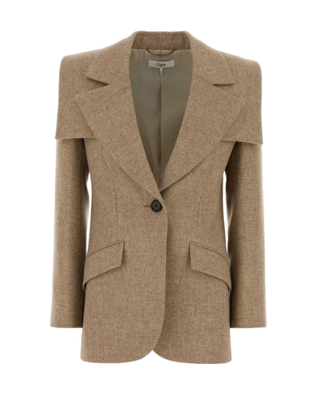 Chloé Natural Chloé Winter Cape-Detail Blazer