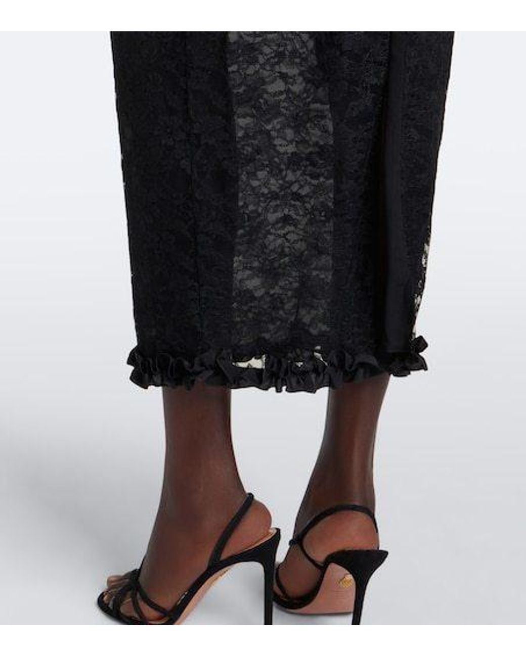 Alessandra Rich Black Bow-Detail Ruffled Lace Cocktail Dress
