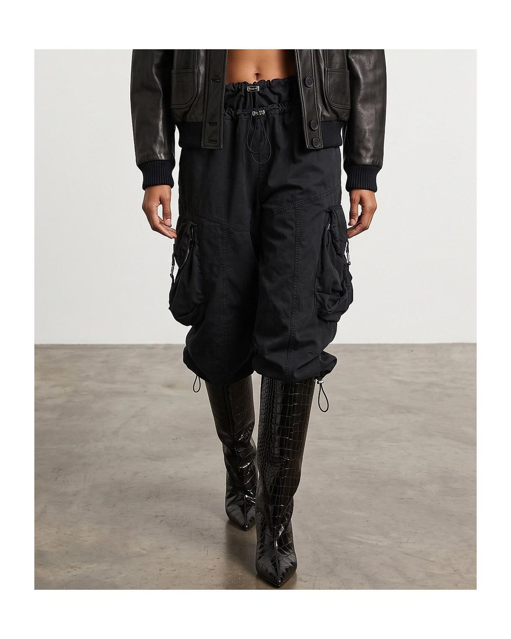 The Attico Black The Oversized Parachute Cargo Pants
