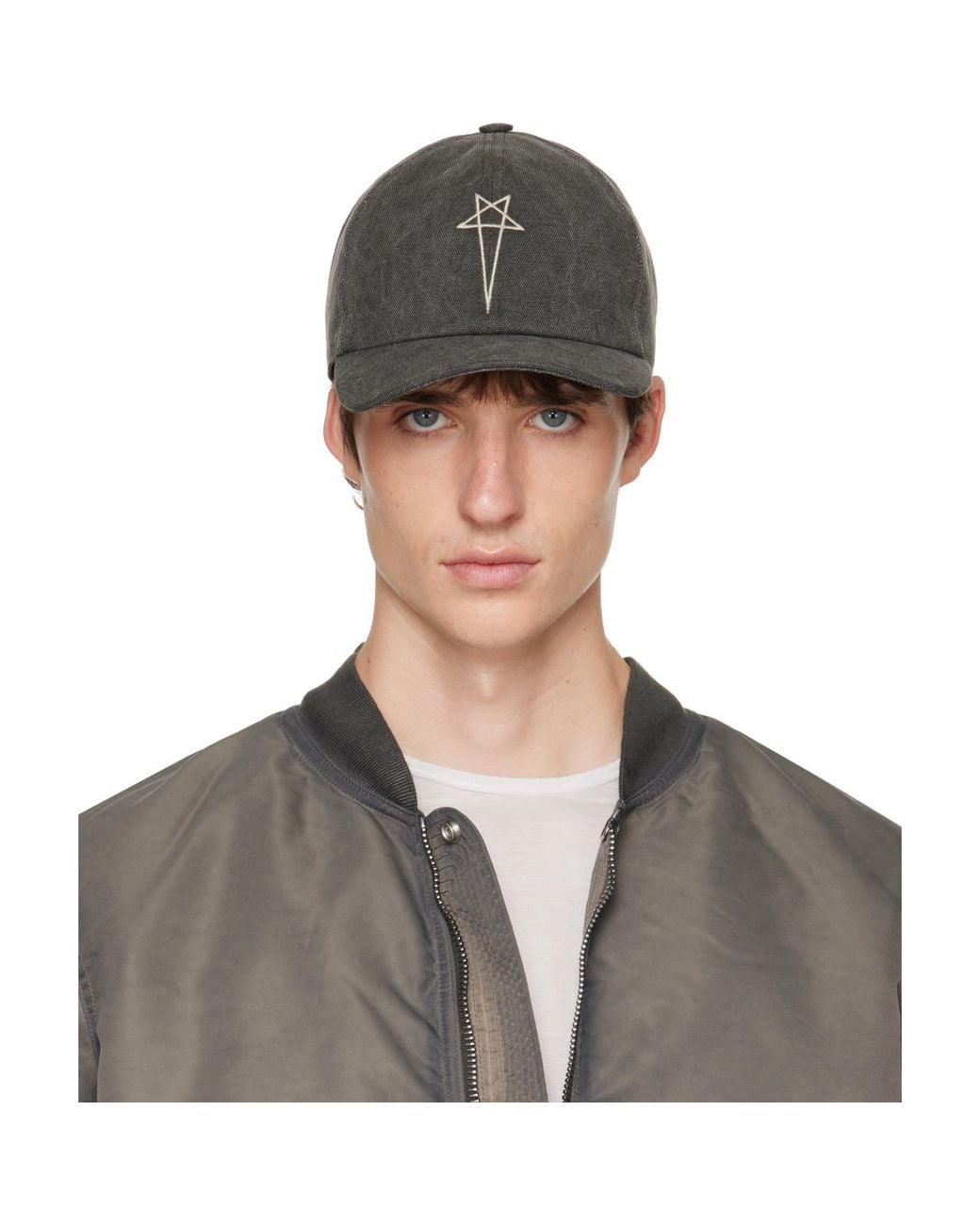 Rick Owens Gray Graphic Baseball Cap for men