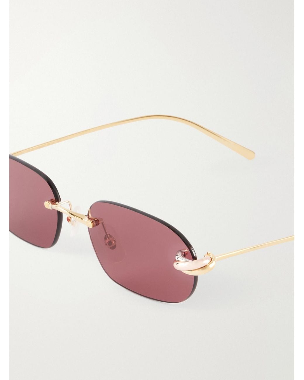 Cartier Pink Rimless Oval Sunglasses