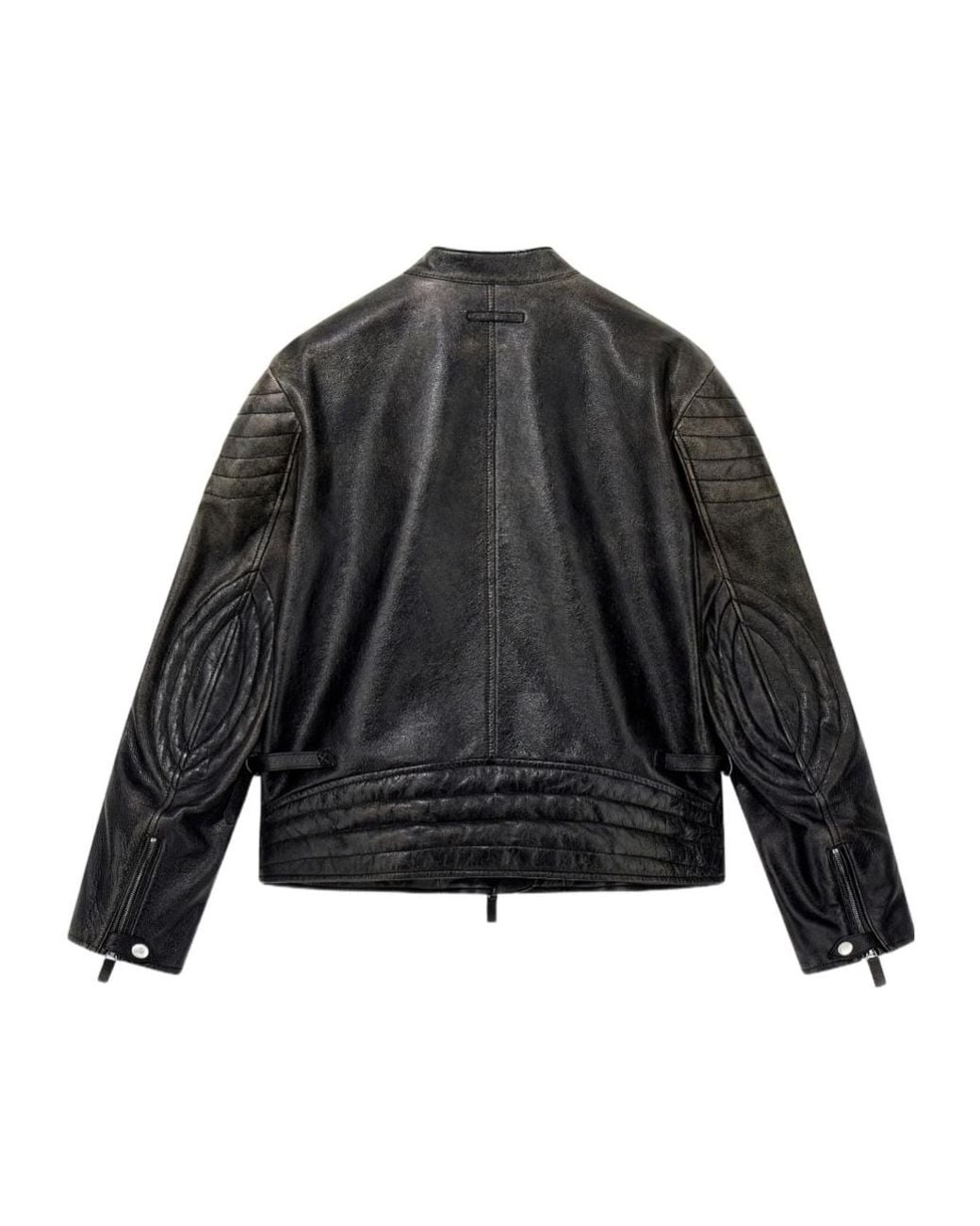 Emporio Armani Gray Shiny Leather Blouson With Quilted Shoulders And A Zip for men