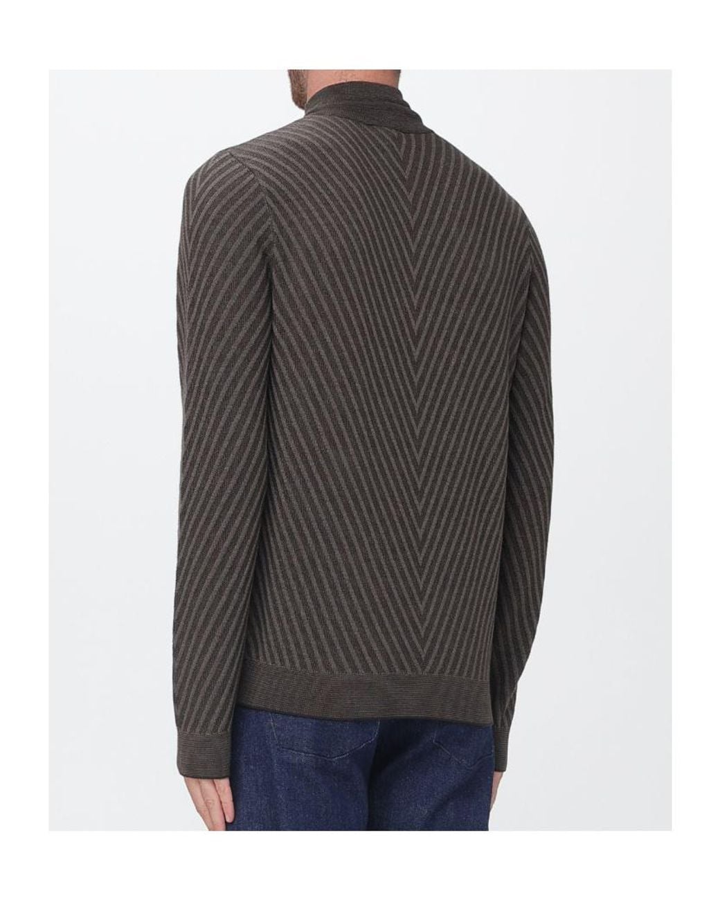 Emporio Armani Black エンポリオ アルマーニ シェブロン ハーフジップ ニットセーター for men