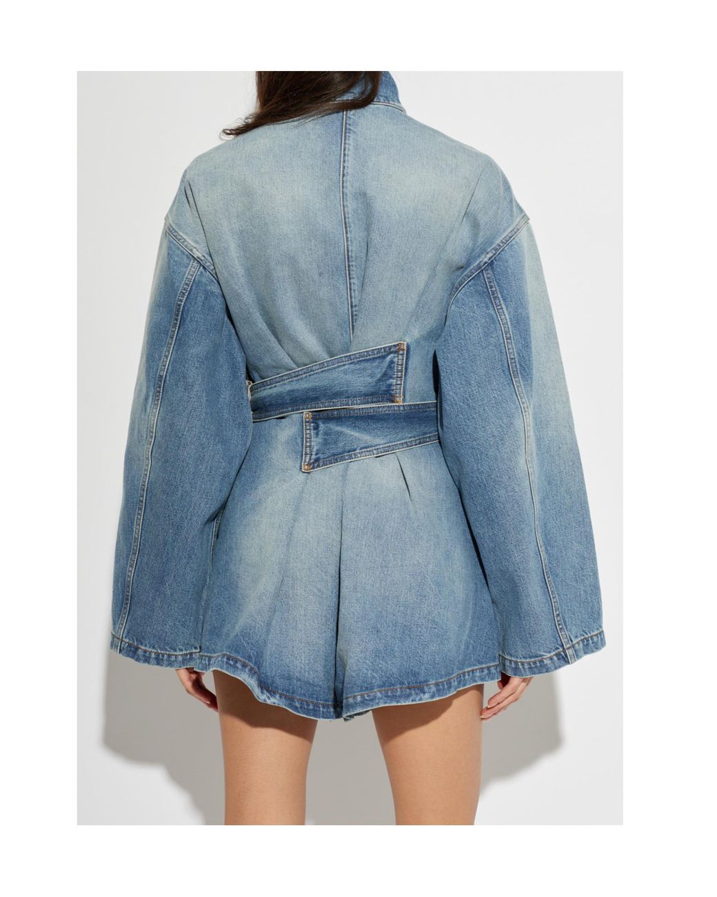 Alaïa Blue Alaïa Belted Denim Jumpsuit