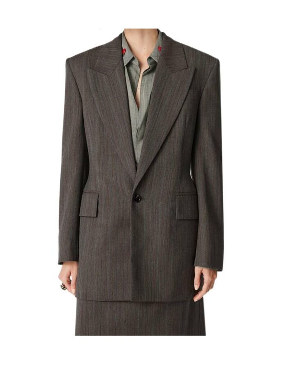Bottega Veneta Gray Wool Subtle Stripe Jacket