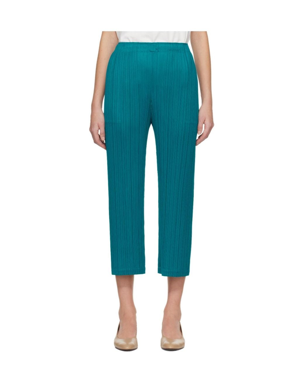 Pleats Please Issey Miyake Blue Pleated Casual Pants
