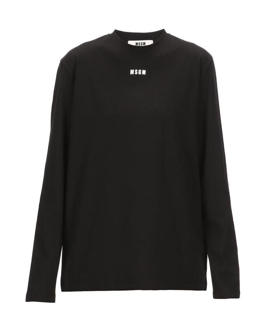 MSGM Black Logo Printed Long-Sleeved T-Shirt