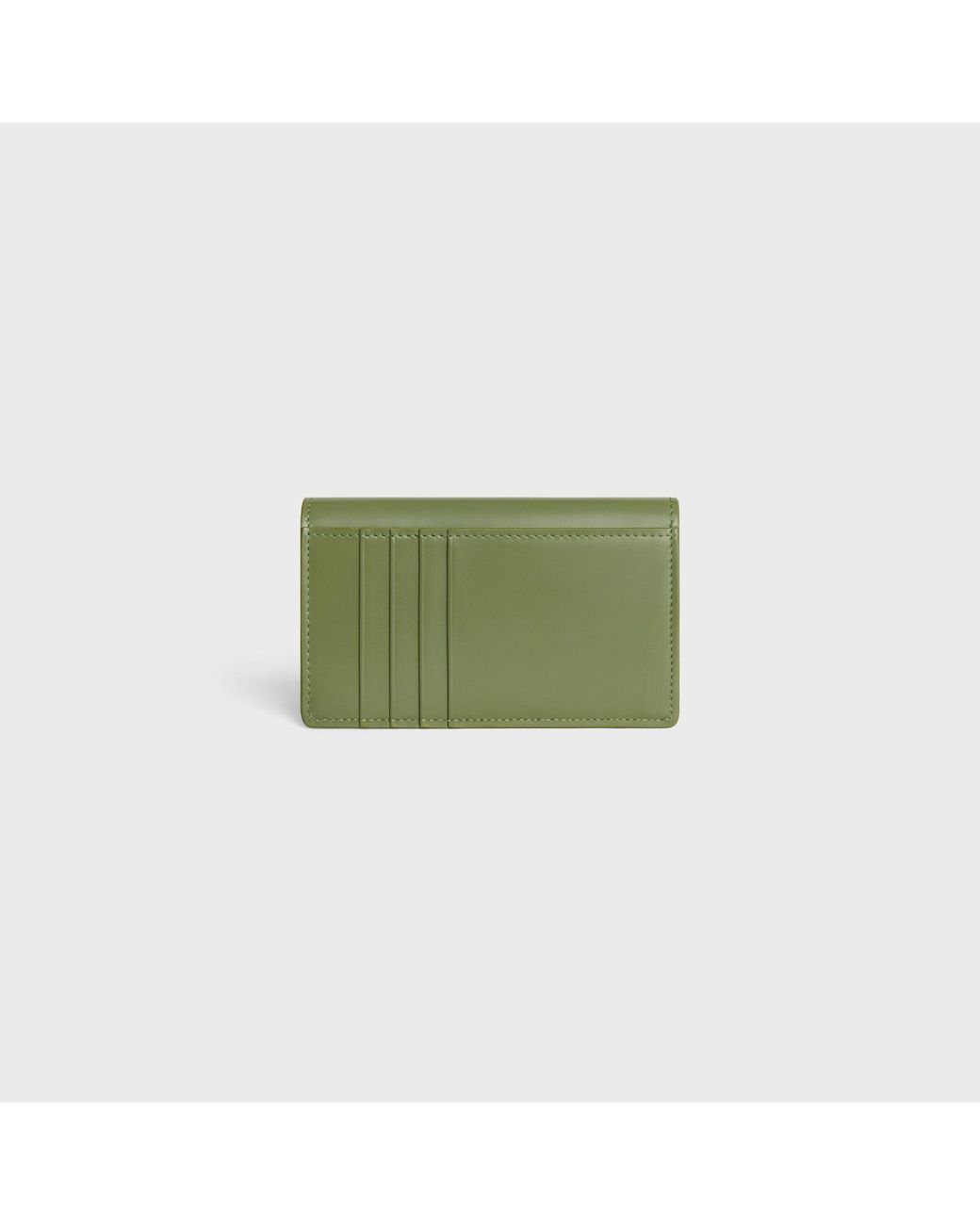 Céline Green Long Card Holder With Flap Triomphe