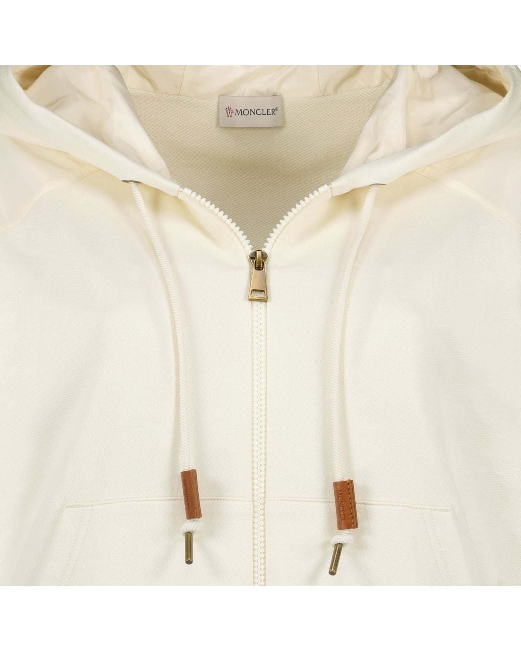 Moncler Natural Puff-Sleeved Zip-Up Hoodie