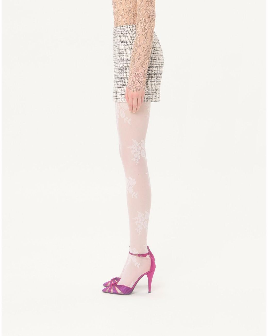 Valentino Natural Square Tweed Mini Skirt